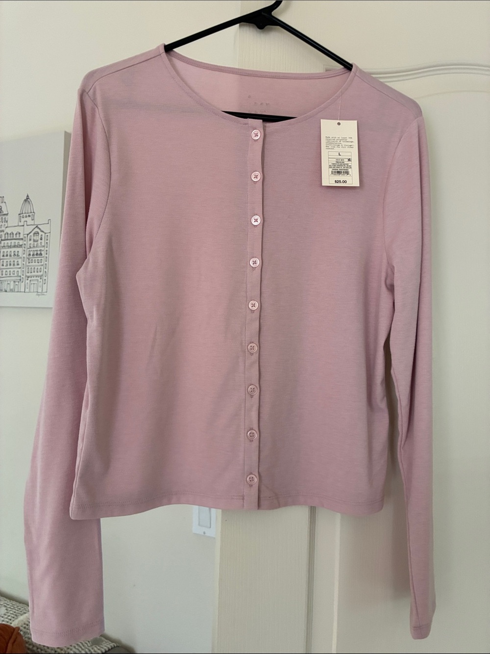 NWT Women’s Lightweight Button-Front Cardigan - Pink